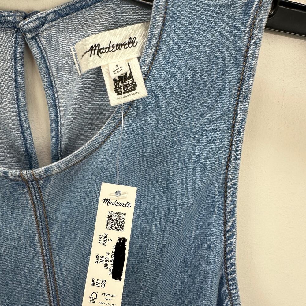 Madewell Seamed Maxi Dress in Airy Denim A Line Clean Soft Sky Blue US 6 NWT - Picture 9 of 13